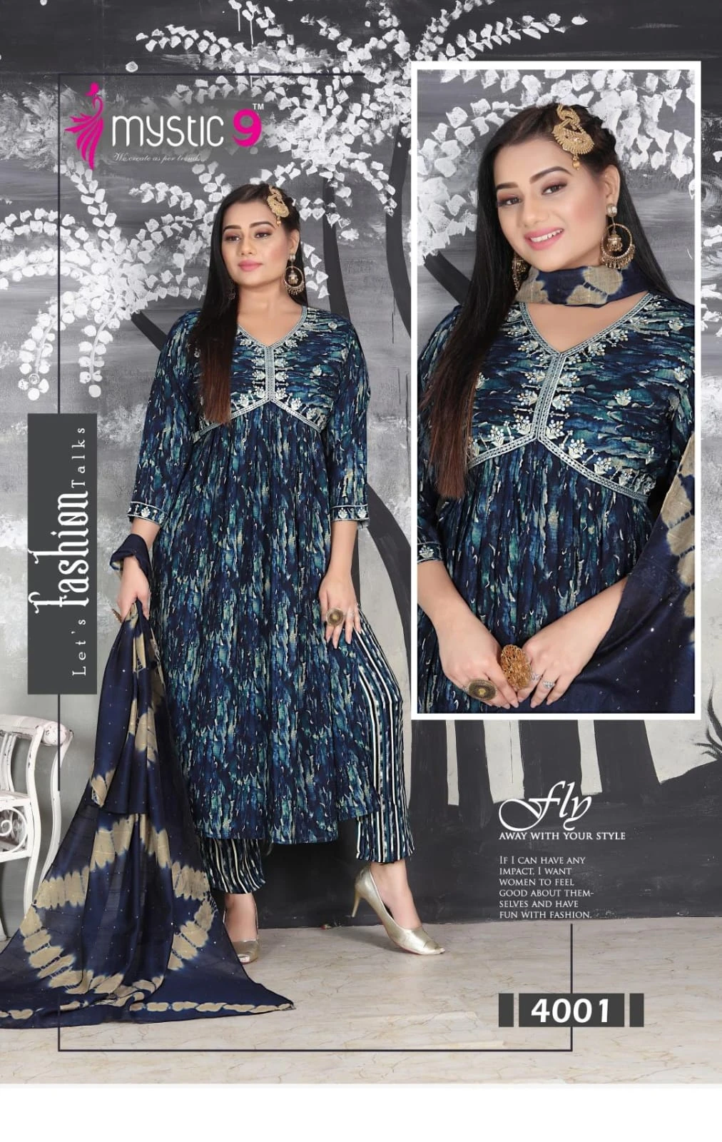 Mystic 9 Pooja Vol 4 Heavy Foil Print Wholesale Readymade Salwar Suit Catalog — Wholesale Salwar Suits, MPA wholesale from Surat — view 3